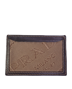 Prada Jacquard Logo Cardslip, Canvas/Leather, Brown, 1